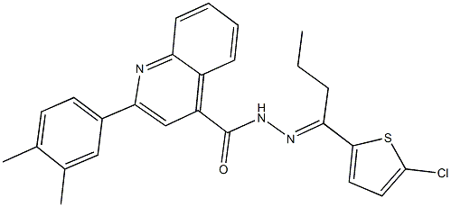 N'-[1-(5-chloro-2-thienyl)butylidene]-2-(3,4-dimethylphenyl)-4-quinolinecarbohydrazide Struktur