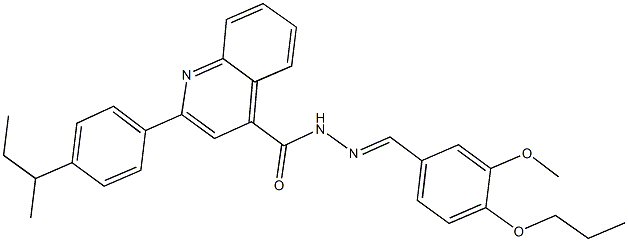 2-(4-sec-butylphenyl)-N'-(3-methoxy-4-propoxybenzylidene)-4-quinolinecarbohydrazide Struktur