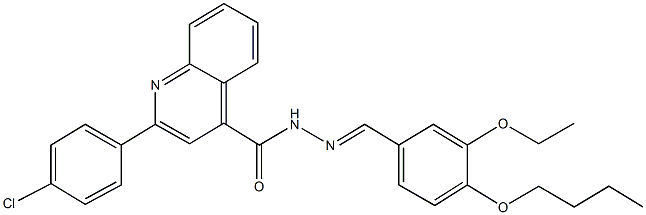 N'-(4-butoxy-3-ethoxybenzylidene)-2-(4-chlorophenyl)-4-quinolinecarbohydrazide Struktur