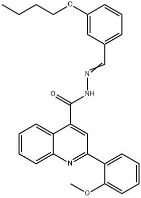 N'-(3-butoxybenzylidene)-2-(2-methoxyphenyl)-4-quinolinecarbohydrazide Struktur