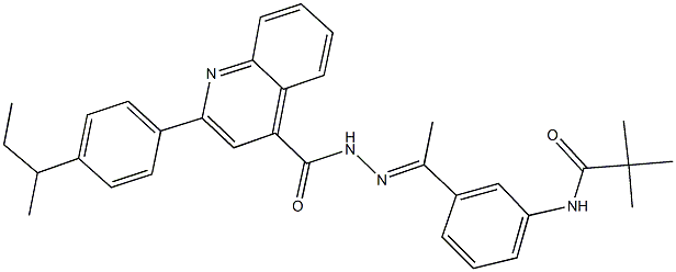 N-[3-(N-{[2-(4-sec-butylphenyl)-4-quinolinyl]carbonyl}ethanehydrazonoyl)phenyl]-2,2-dimethylpropanamide Struktur