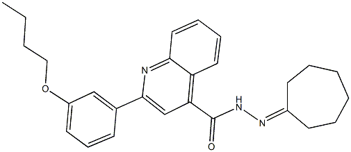 2-(3-butoxyphenyl)-N'-cycloheptylidene-4-quinolinecarbohydrazide Struktur