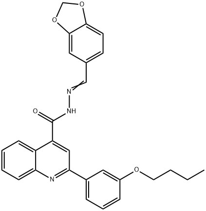 N'-(1,3-benzodioxol-5-ylmethylene)-2-(3-butoxyphenyl)-4-quinolinecarbohydrazide Struktur