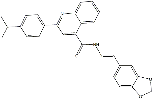 N'-(1,3-benzodioxol-5-ylmethylene)-2-(4-isopropylphenyl)-4-quinolinecarbohydrazide Struktur