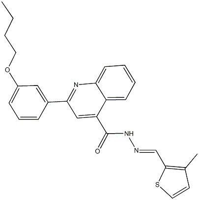 2-(3-butoxyphenyl)-N'-[(3-methyl-2-thienyl)methylene]-4-quinolinecarbohydrazide Struktur