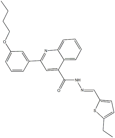 2-(3-butoxyphenyl)-N'-[(5-ethyl-2-thienyl)methylene]-4-quinolinecarbohydrazide Struktur