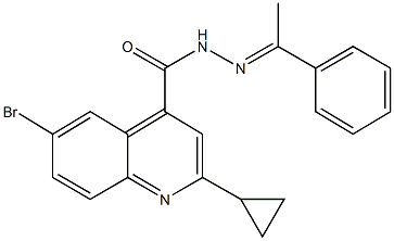 6-bromo-2-cyclopropyl-N'-(1-phenylethylidene)-4-quinolinecarbohydrazide Struktur