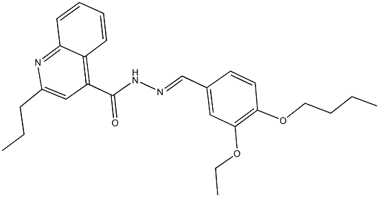 N'-(4-butoxy-3-ethoxybenzylidene)-2-propyl-4-quinolinecarbohydrazide Struktur