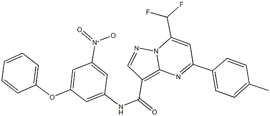 7-(difluoromethyl)-N-{3-nitro-5-phenoxyphenyl}-5-(4-methylphenyl)pyrazolo[1,5-a]pyrimidine-3-carboxamide Struktur