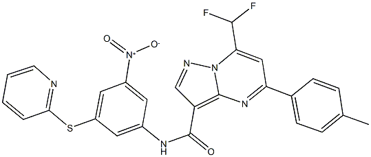 7-(difluoromethyl)-N-[3-nitro-5-(2-pyridinylsulfanyl)phenyl]-5-(4-methylphenyl)pyrazolo[1,5-a]pyrimidine-3-carboxamide Struktur