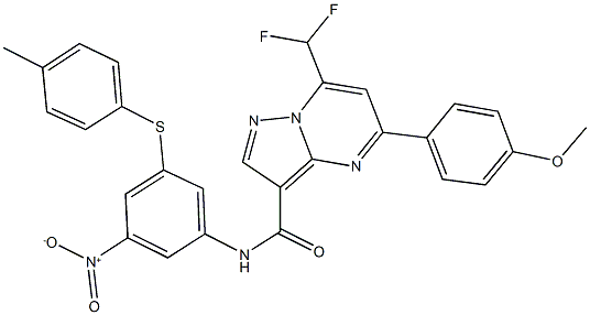 7-(difluoromethyl)-N-{3-nitro-5-[(4-methylphenyl)sulfanyl]phenyl}-5-(4-methoxyphenyl)pyrazolo[1,5-a]pyrimidine-3-carboxamide Struktur