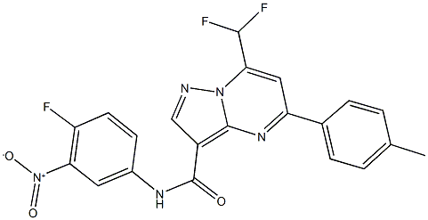 7-(difluoromethyl)-N-{4-fluoro-3-nitrophenyl}-5-(4-methylphenyl)pyrazolo[1,5-a]pyrimidine-3-carboxamide Struktur