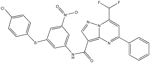 N-{3-[(4-chlorophenyl)sulfanyl]-5-nitrophenyl}-7-(difluoromethyl)-5-phenylpyrazolo[1,5-a]pyrimidine-3-carboxamide Struktur