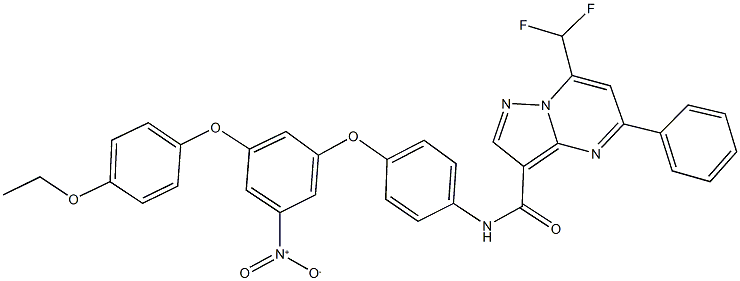 7-(difluoromethyl)-N-(4-{3-(4-ethoxyphenoxy)-5-nitrophenoxy}phenyl)-5-phenylpyrazolo[1,5-a]pyrimidine-3-carboxamide Struktur