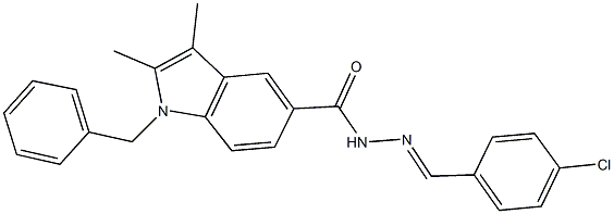 1-benzyl-N'-(4-chlorobenzylidene)-2,3-dimethyl-1H-indole-5-carbohydrazide Struktur