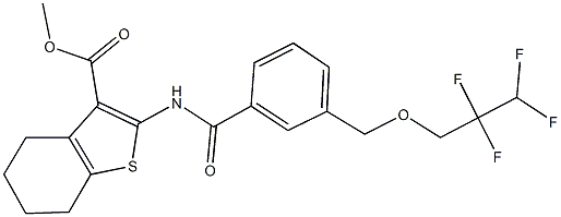 methyl 2-({3-[(2,2,3,3-tetrafluoropropoxy)methyl]benzoyl}amino)-4,5,6,7-tetrahydro-1-benzothiophene-3-carboxylate Struktur