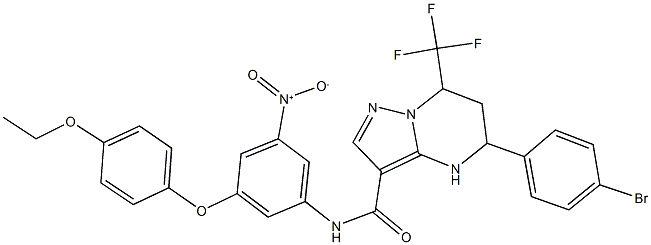 5-(4-bromophenyl)-N-{3-(4-ethoxyphenoxy)-5-nitrophenyl}-7-(trifluoromethyl)-4,5,6,7-tetrahydropyrazolo[1,5-a]pyrimidine-3-carboxamide Struktur