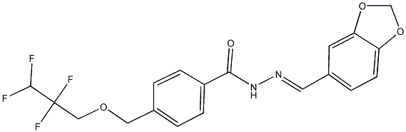 N'-(1,3-benzodioxol-5-ylmethylene)-4-[(2,2,3,3-tetrafluoropropoxy)methyl]benzohydrazide Struktur