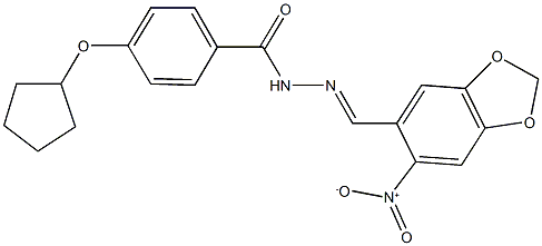 4-(cyclopentyloxy)-N'-({6-nitro-1,3-benzodioxol-5-yl}methylene)benzohydrazide Struktur