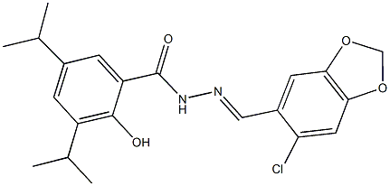 N'-[(6-chloro-1,3-benzodioxol-5-yl)methylene]-2-hydroxy-3,5-diisopropylbenzohydrazide Struktur