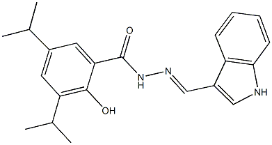 2-hydroxy-N'-(1H-indol-3-ylmethylene)-3,5-diisopropylbenzohydrazide Struktur