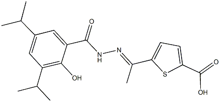 5-[N-(2-hydroxy-3,5-diisopropylbenzoyl)ethanehydrazonoyl]-2-thiophenecarboxylic acid Struktur