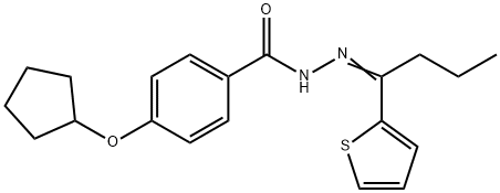 4-(cyclopentyloxy)-N'-[1-(2-thienyl)butylidene]benzohydrazide Struktur