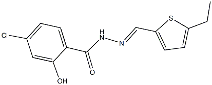 4-chloro-N'-[(5-ethyl-2-thienyl)methylene]-2-hydroxybenzohydrazide Struktur