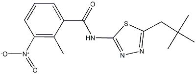 3-nitro-2-methyl-N-(5-neopentyl-1,3,4-thiadiazol-2-yl)benzamide Struktur