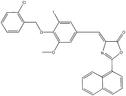 4-{4-[(2-chlorobenzyl)oxy]-3-iodo-5-methoxybenzylidene}-2-(1-naphthyl)-1,3-oxazol-5(4H)-one Struktur