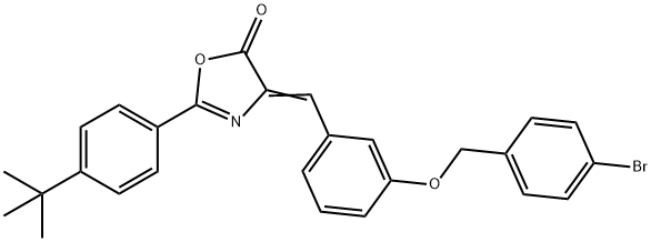 4-{3-[(4-bromobenzyl)oxy]benzylidene}-2-(4-tert-butylphenyl)-1,3-oxazol-5(4H)-one Struktur