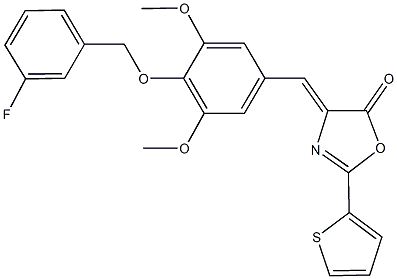 4-{4-[(3-fluorobenzyl)oxy]-3,5-dimethoxybenzylidene}-2-(2-thienyl)-1,3-oxazol-5(4H)-one Struktur