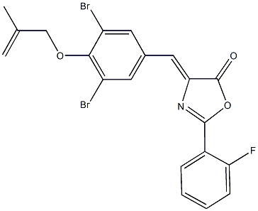 4-{3,5-dibromo-4-[(2-methyl-2-propenyl)oxy]benzylidene}-2-(2-fluorophenyl)-1,3-oxazol-5(4H)-one Struktur