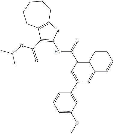 isopropyl 2-({[2-(3-methoxyphenyl)-4-quinolinyl]carbonyl}amino)-5,6,7,8-tetrahydro-4H-cyclohepta[b]thiophene-3-carboxylate Struktur