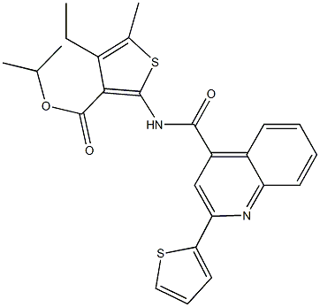 isopropyl 4-ethyl-5-methyl-2-({[2-(2-thienyl)-4-quinolinyl]carbonyl}amino)-3-thiophenecarboxylate Struktur