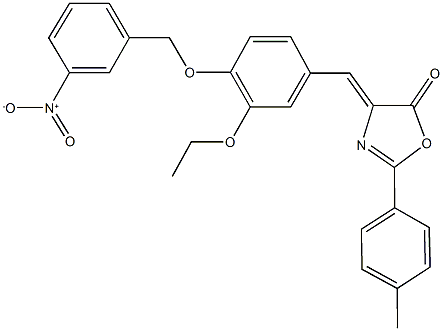 4-[3-ethoxy-4-({3-nitrobenzyl}oxy)benzylidene]-2-(4-methylphenyl)-1,3-oxazol-5(4H)-one Struktur