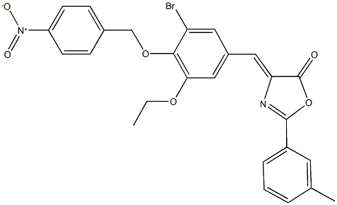 4-[3-bromo-5-ethoxy-4-({4-nitrobenzyl}oxy)benzylidene]-2-(3-methylphenyl)-1,3-oxazol-5(4H)-one Struktur