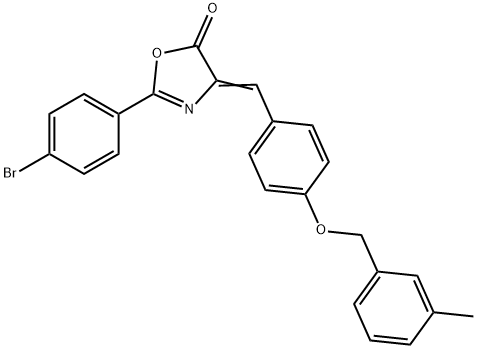 2-(4-bromophenyl)-4-{4-[(3-methylbenzyl)oxy]benzylidene}-1,3-oxazol-5(4H)-one Struktur