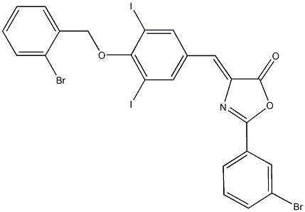 4-{4-[(2-bromobenzyl)oxy]-3,5-diiodobenzylidene}-2-(3-bromophenyl)-1,3-oxazol-5(4H)-one Struktur