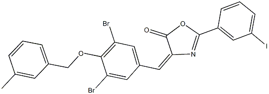 4-{3,5-dibromo-4-[(3-methylbenzyl)oxy]benzylidene}-2-(3-iodophenyl)-1,3-oxazol-5(4H)-one Struktur