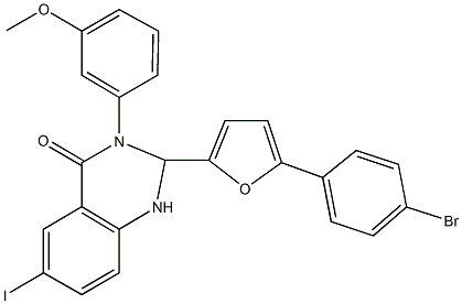 2-[5-(4-bromophenyl)-2-furyl]-6-iodo-3-(3-methoxyphenyl)-2,3-dihydro-4(1H)-quinazolinone Struktur