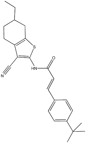 3-(4-tert-butylphenyl)-N-(3-cyano-6-ethyl-4,5,6,7-tetrahydro-1-benzothien-2-yl)acrylamide Struktur