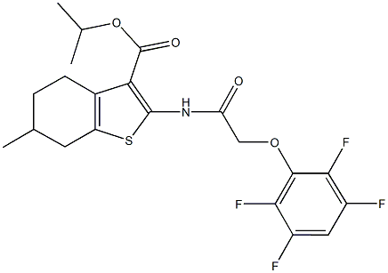 isopropyl 6-methyl-2-{[(2,3,5,6-tetrafluorophenoxy)acetyl]amino}-4,5,6,7-tetrahydro-1-benzothiophene-3-carboxylate Struktur