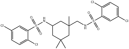 2,5-dichloro-N-[3-({[(2,5-dichlorophenyl)sulfonyl]amino}methyl)-3,5,5-trimethylcyclohexyl]benzenesulfonamide Struktur