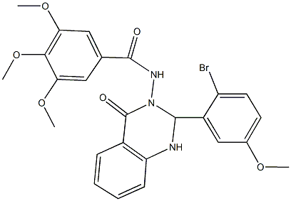 N-(2-(2-bromo-5-methoxyphenyl)-4-oxo-1,4-dihydro-3(2H)-quinazolinyl)-3,4,5-trimethoxybenzamide Struktur