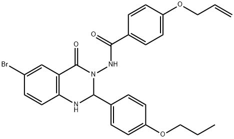 4-(allyloxy)-N-(6-bromo-4-oxo-2-(4-propoxyphenyl)-1,4-dihydro-3(2H)-quinazolinyl)benzamide Struktur