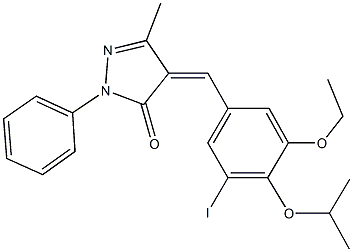 4-(3-ethoxy-5-iodo-4-isopropoxybenzylidene)-5-methyl-2-phenyl-2,4-dihydro-3H-pyrazol-3-one Struktur