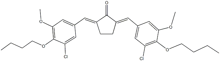 2,5-bis(4-butoxy-3-chloro-5-methoxybenzylidene)cyclopentanone Struktur