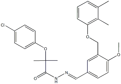 2-(4-chlorophenoxy)-N'-{3-[(2,3-dimethylphenoxy)methyl]-4-methoxybenzylidene}-2-methylpropanohydrazide Struktur