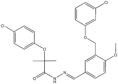 2-(4-chlorophenoxy)-N'-{3-[(3-chlorophenoxy)methyl]-4-methoxybenzylidene}-2-methylpropanohydrazide Struktur